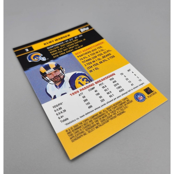 Kurt Warner, Quarterback, Topps/Bowman, 2000, #2 Trading Card - Picture 4 of 4